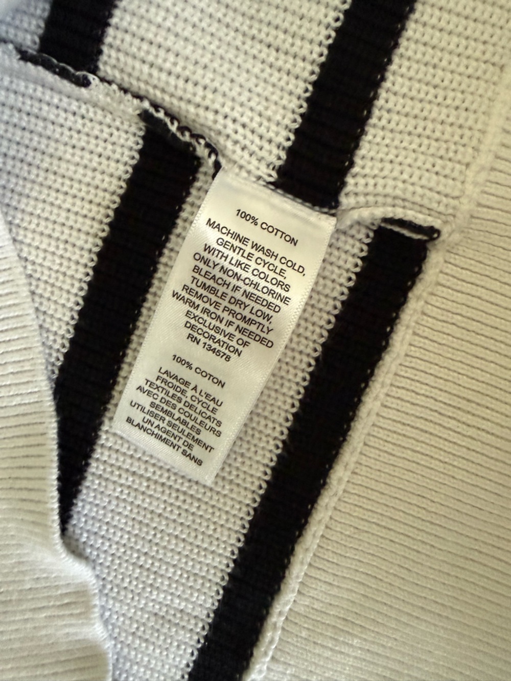 Vineyard Vines White Black Striped Ribbed 100 percent Cotton Sweater, Size XS - Picture 5 of 8